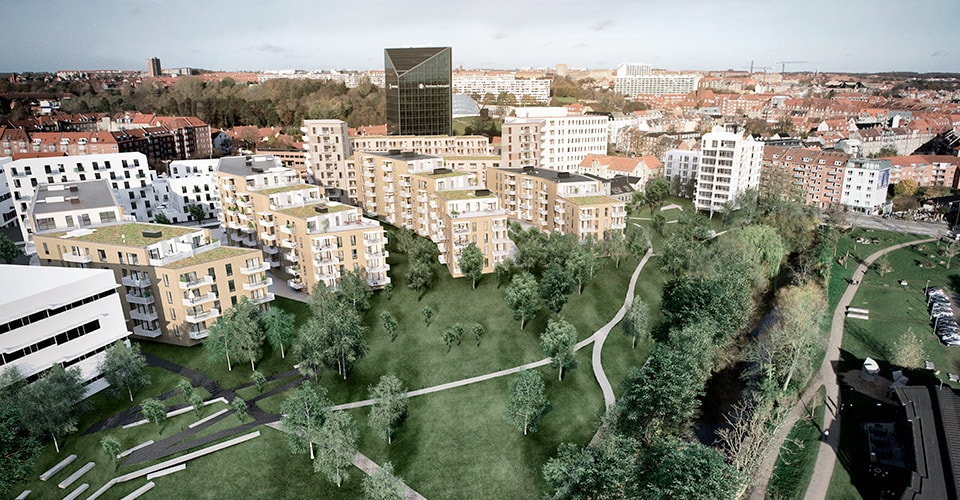 Ceres byen, Ceres park og Aarhus set i fugleperspektiv